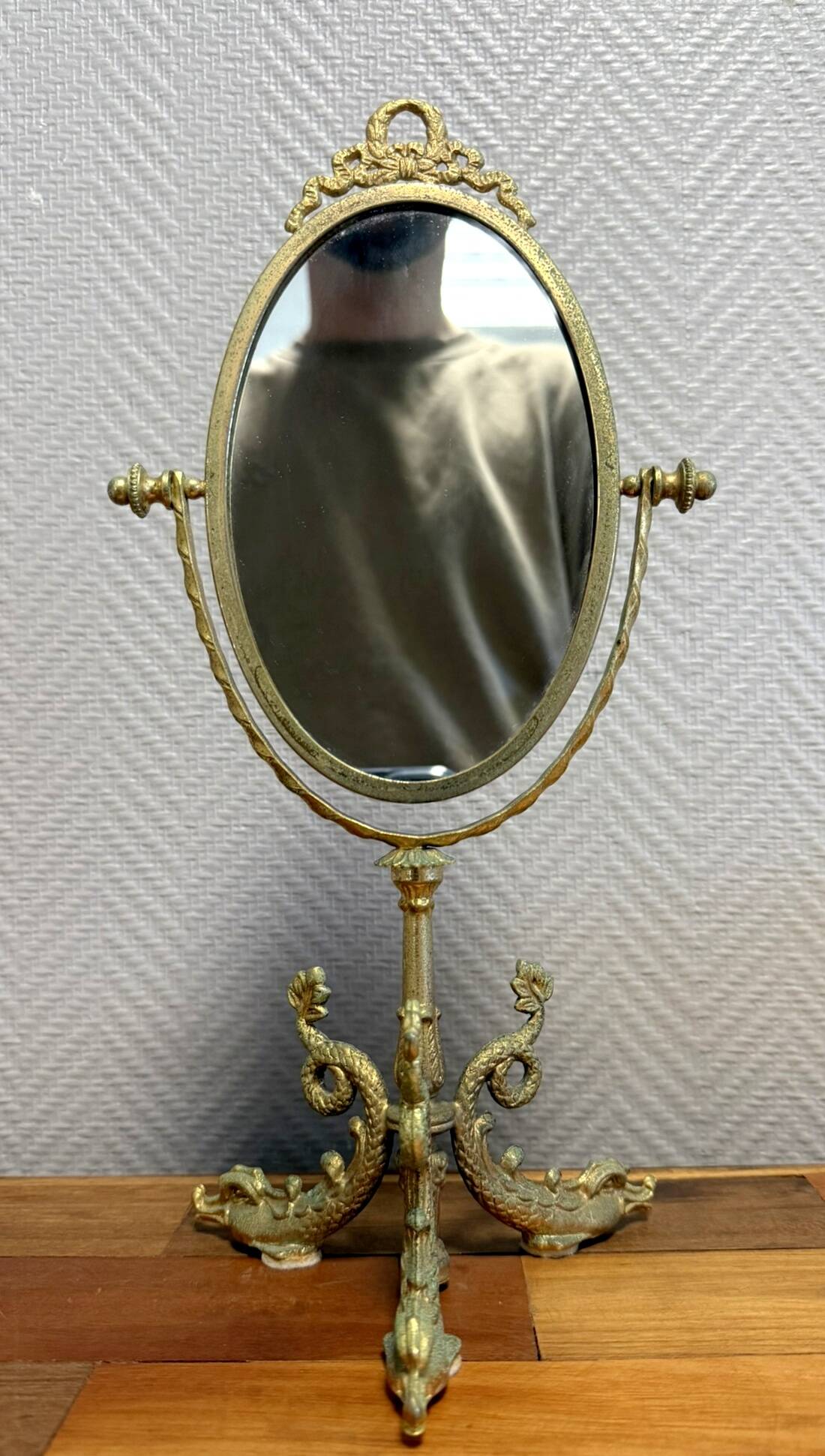 Empire style table mirror in gilded bronze