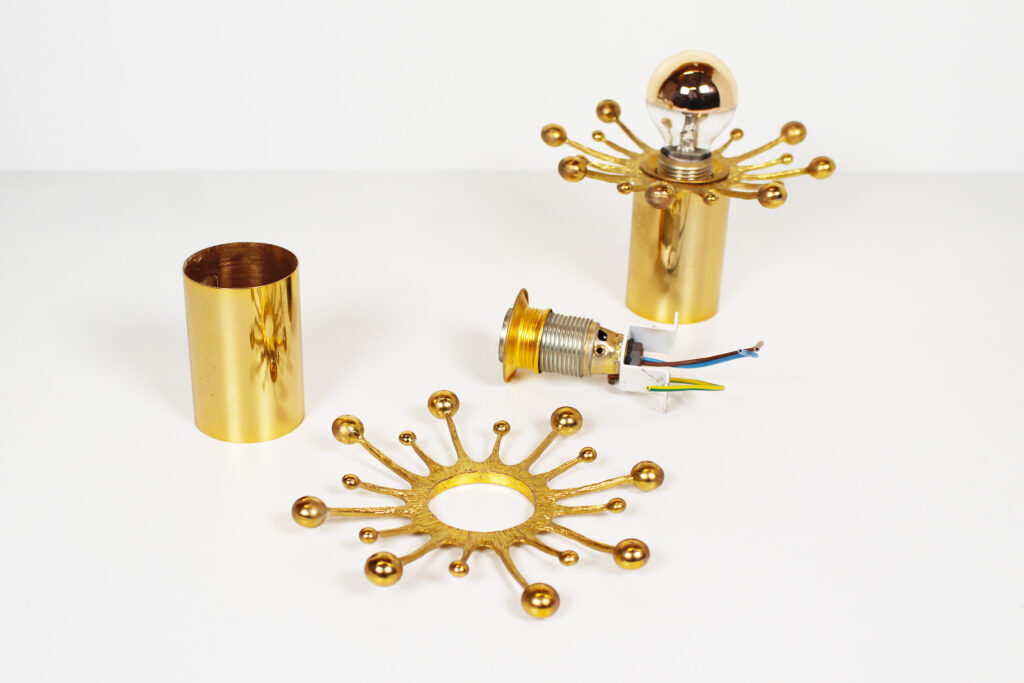 Set (2) of brass 'sputnik' wall lights by Nipro, Norway 1970s