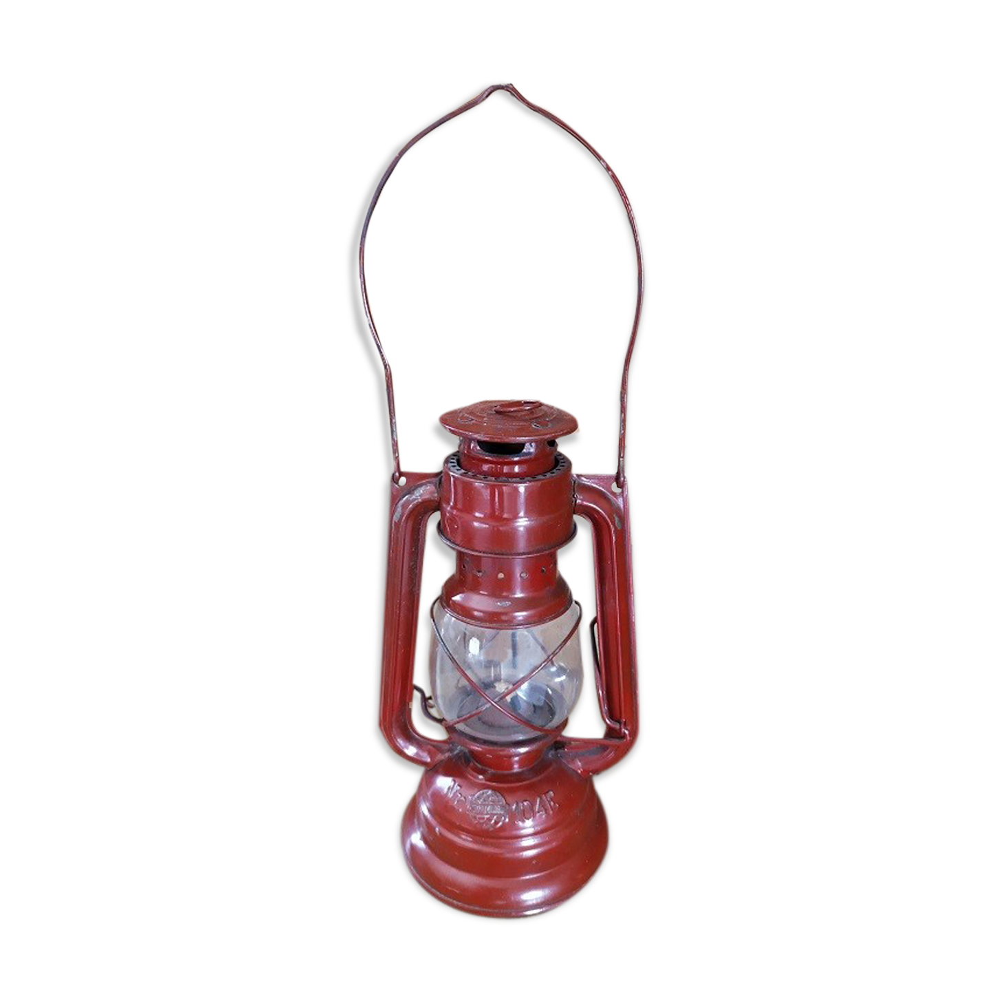 Red metal storm lamp patinated retro Metaloglobe vintage oil dp0321111