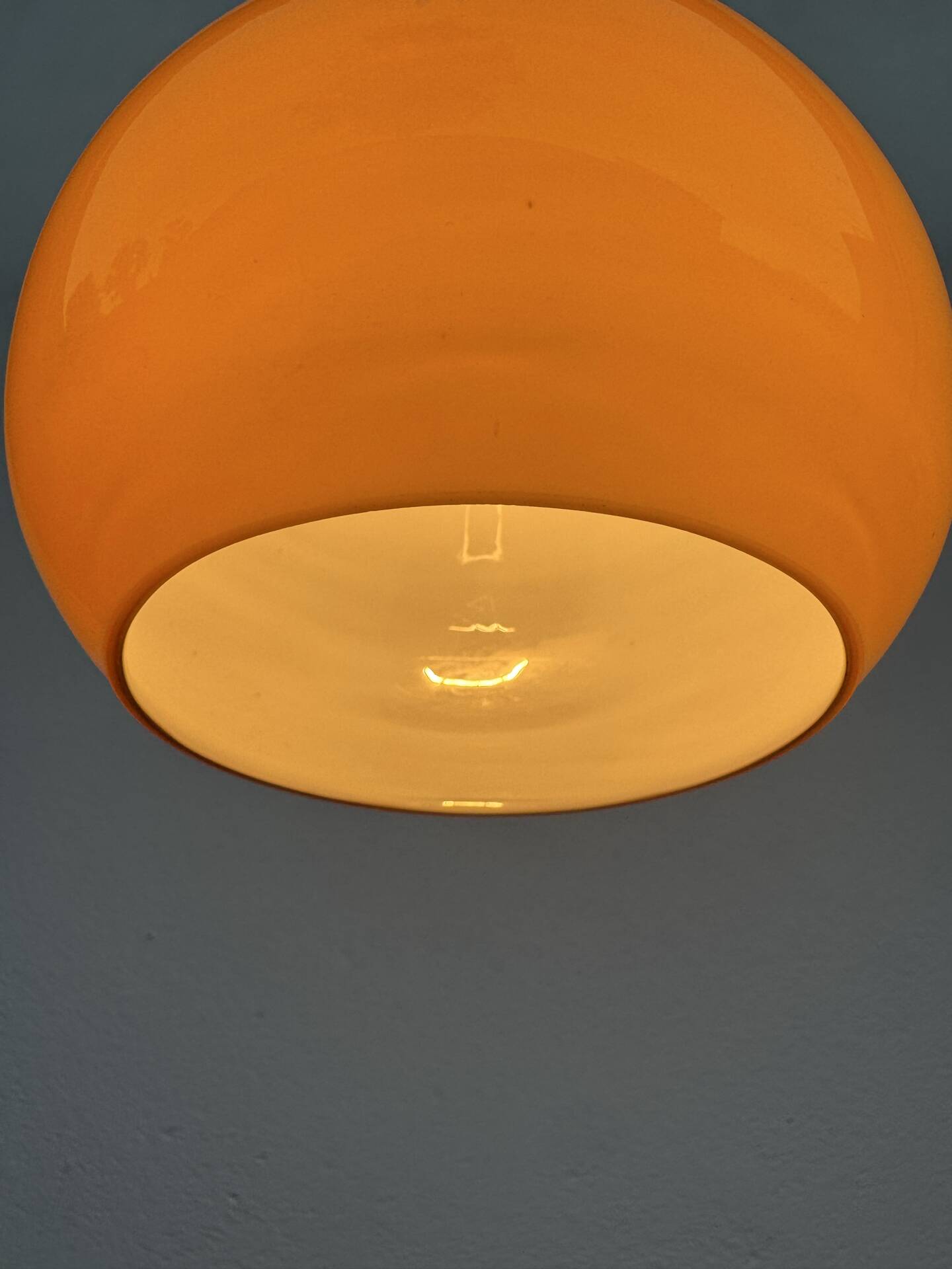 Amber opaline drop pendant from the 1970s