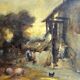 French school – Animated farm scene – Oil on panel