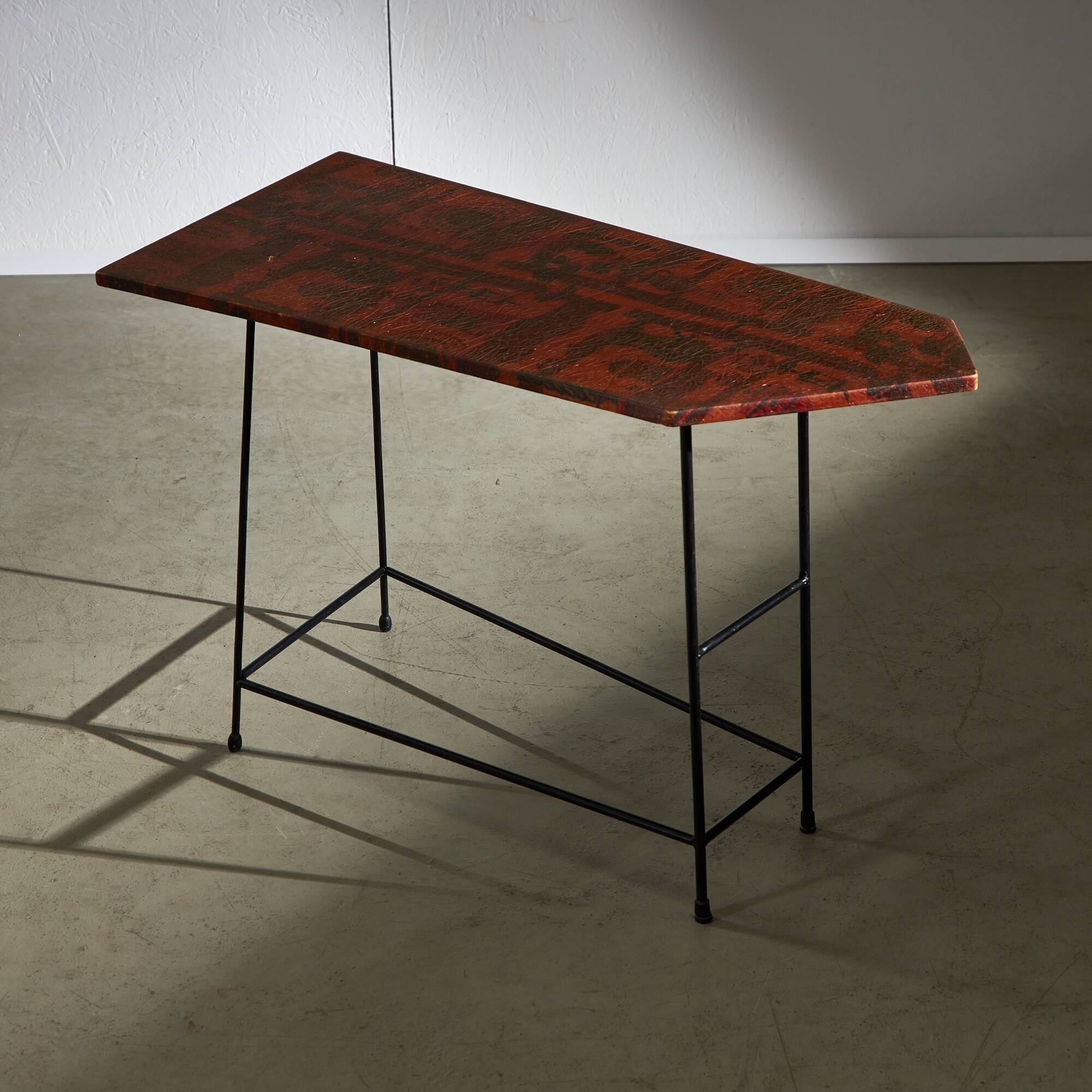 Italian Side Table with Unique Leather Top, 1970s