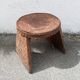 Wood and leather stool, handcrafted African art.