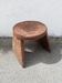 Wood and leather stool, handcrafted African art.