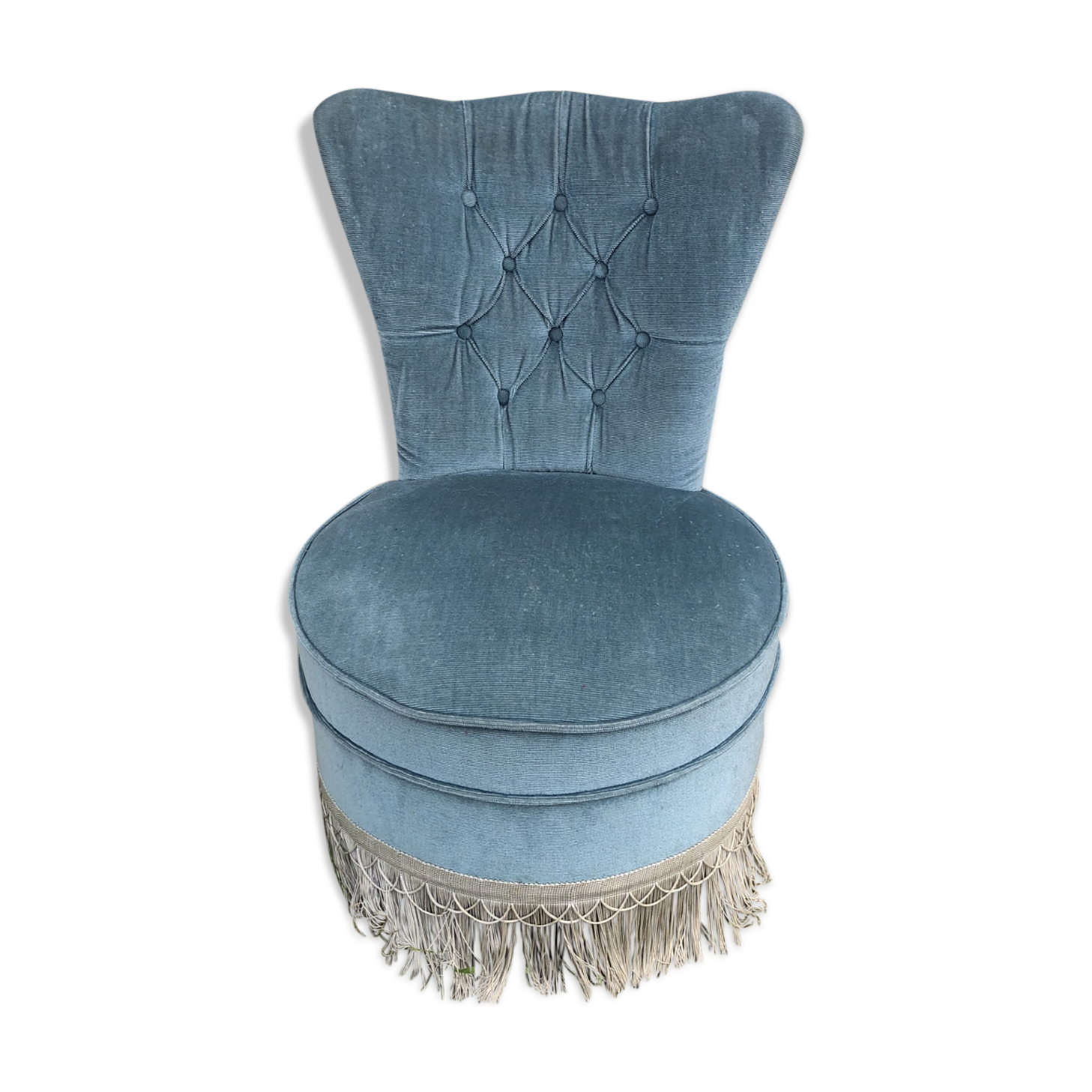 Vintage Blue Velvet Armchair