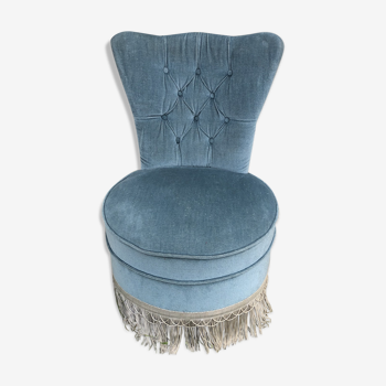 Fauteuil velours vintage bleu