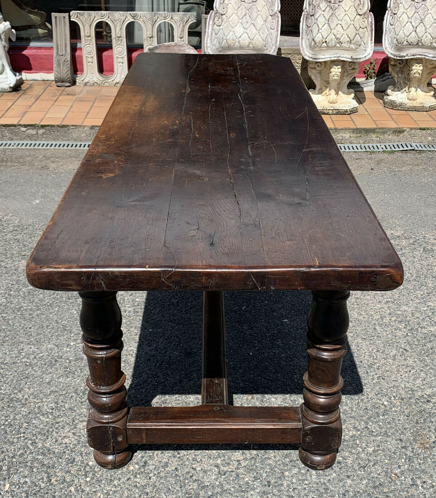 Table de ferme louis xiii en chêne massif vers 1900