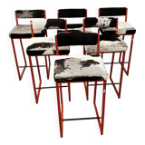 Set of 4 'Cowskin' stools (seat height 66cm)