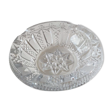 Ashtray/empty vintage pocket in cut bohemian crystal. decorated with diamond tips, braces