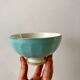 earthenware bowl Moulins des Loups sky blue and edging 40s-50s