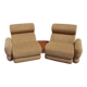 Mid-century Italian modular armchairs in brown fabric and chrome metal, 1960s — set of 3