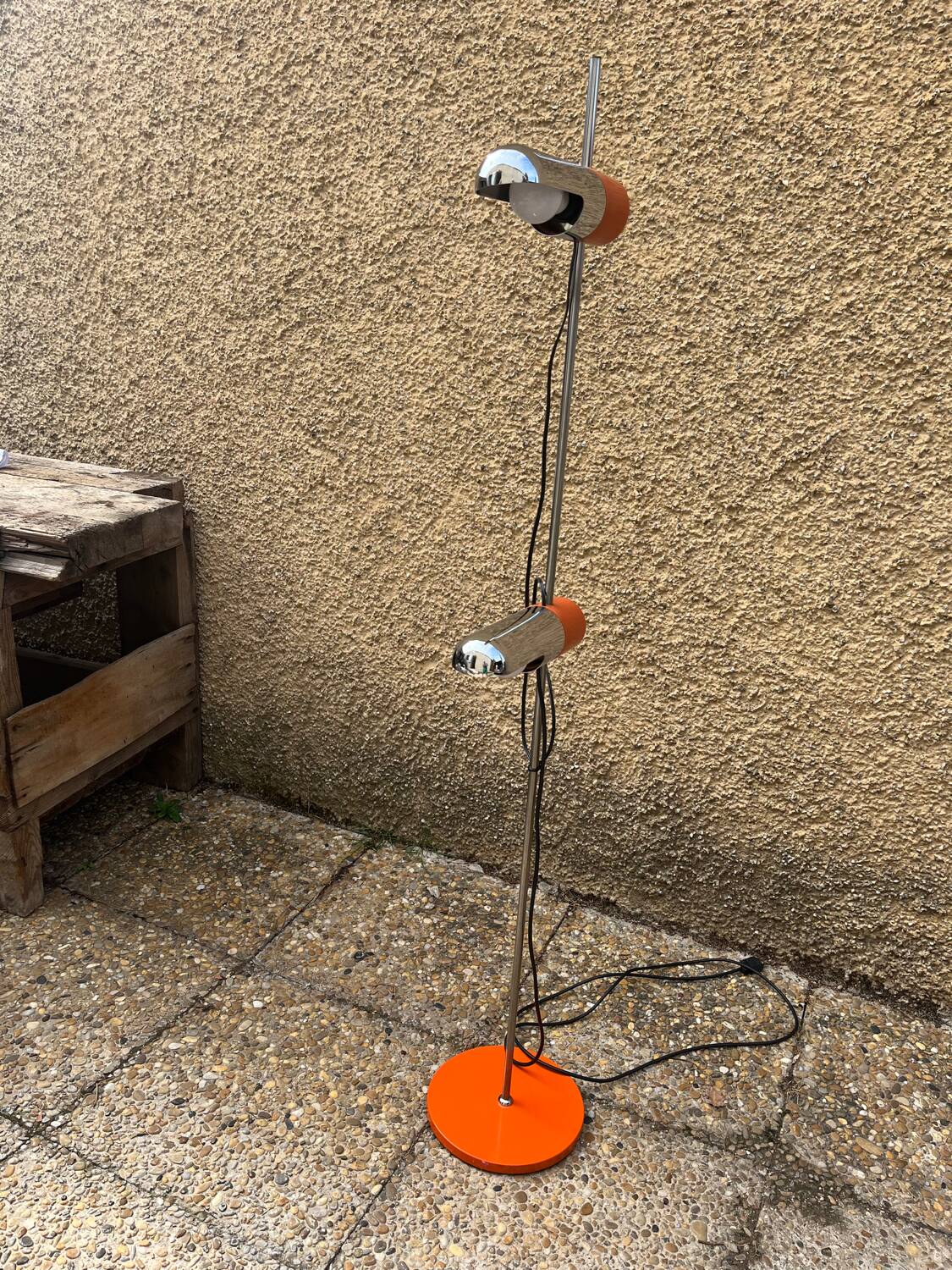 1970s orange designer floor lamp