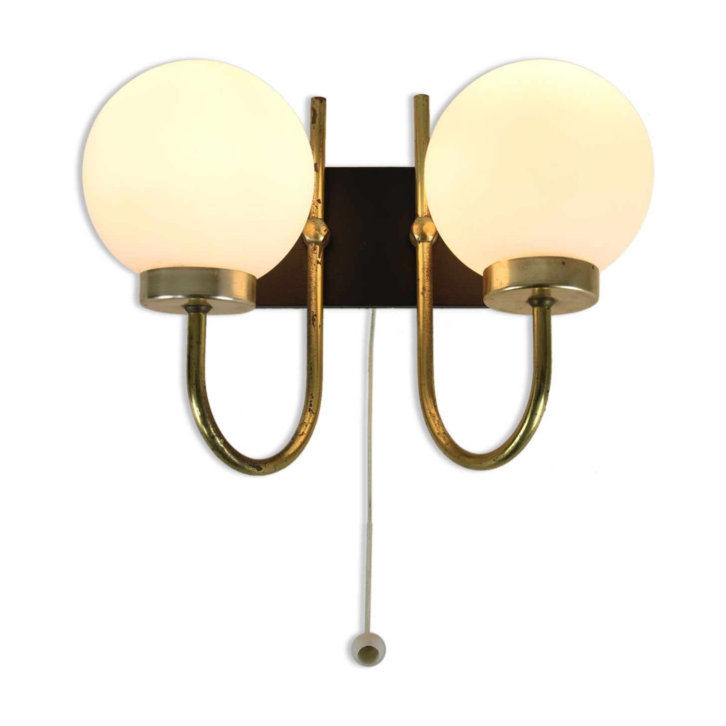 Mid-century Brass and Opaline Sconce, set of 2