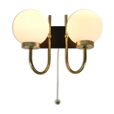 Mid-century Brass and Opaline Sconce, set of 2