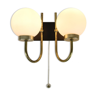 Mid-century Brass and Opaline Sconce, set of 2