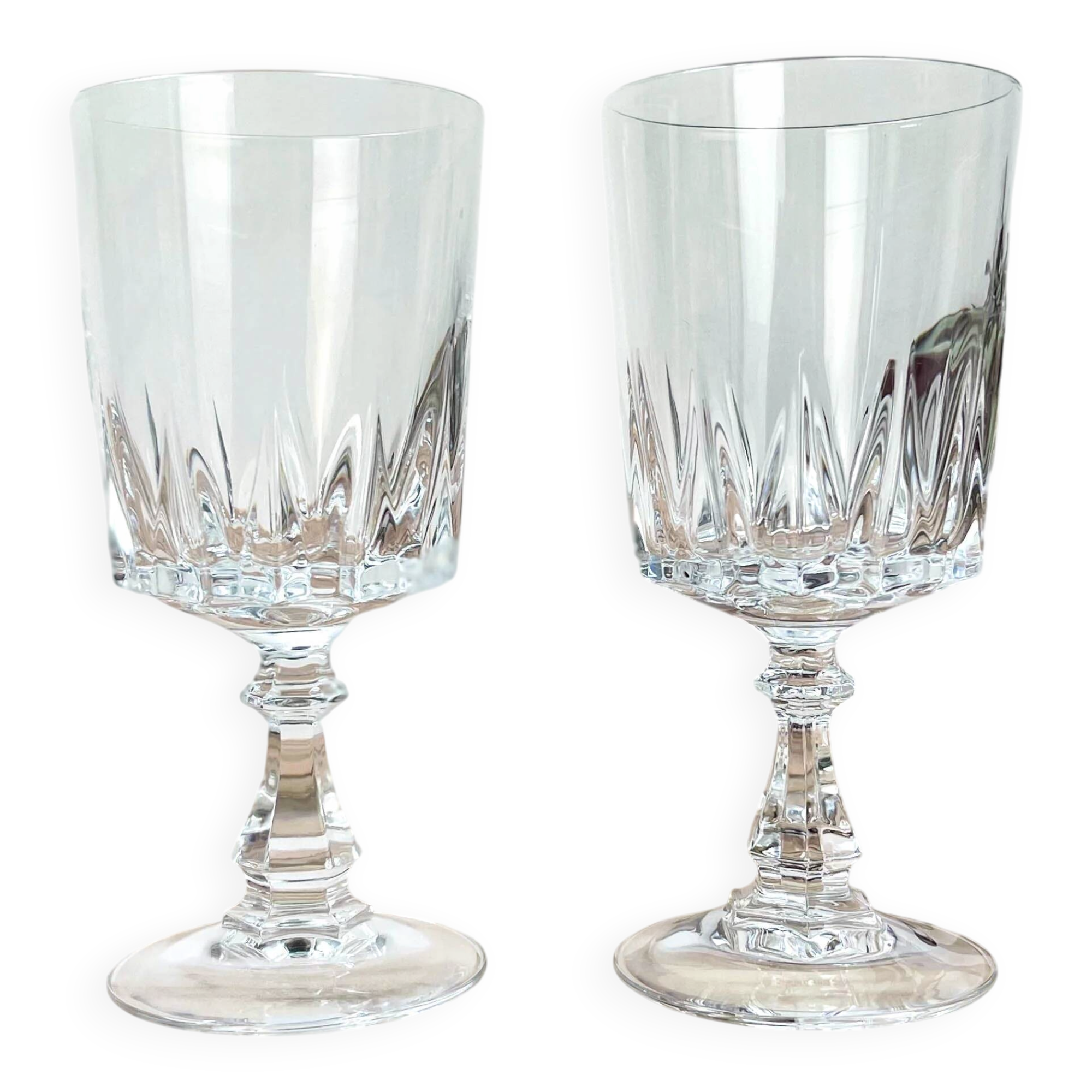 2 verres à eau cristal d'Arques modèle Louvre
