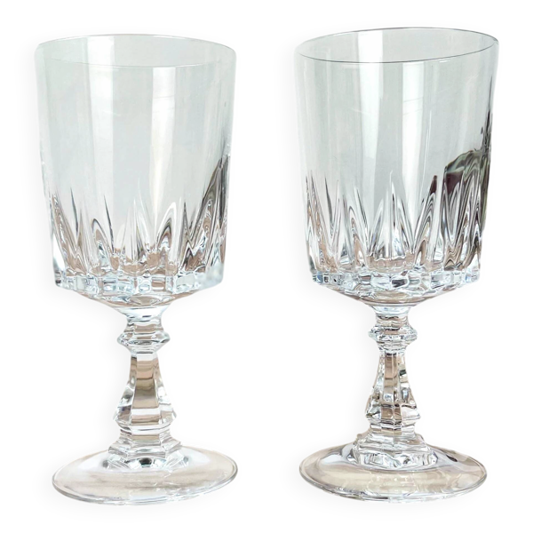 2 verres à eau cristal d'Arques modèle Louvre