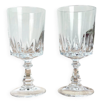 2 crystal water glasses from Arques, Louvre model.