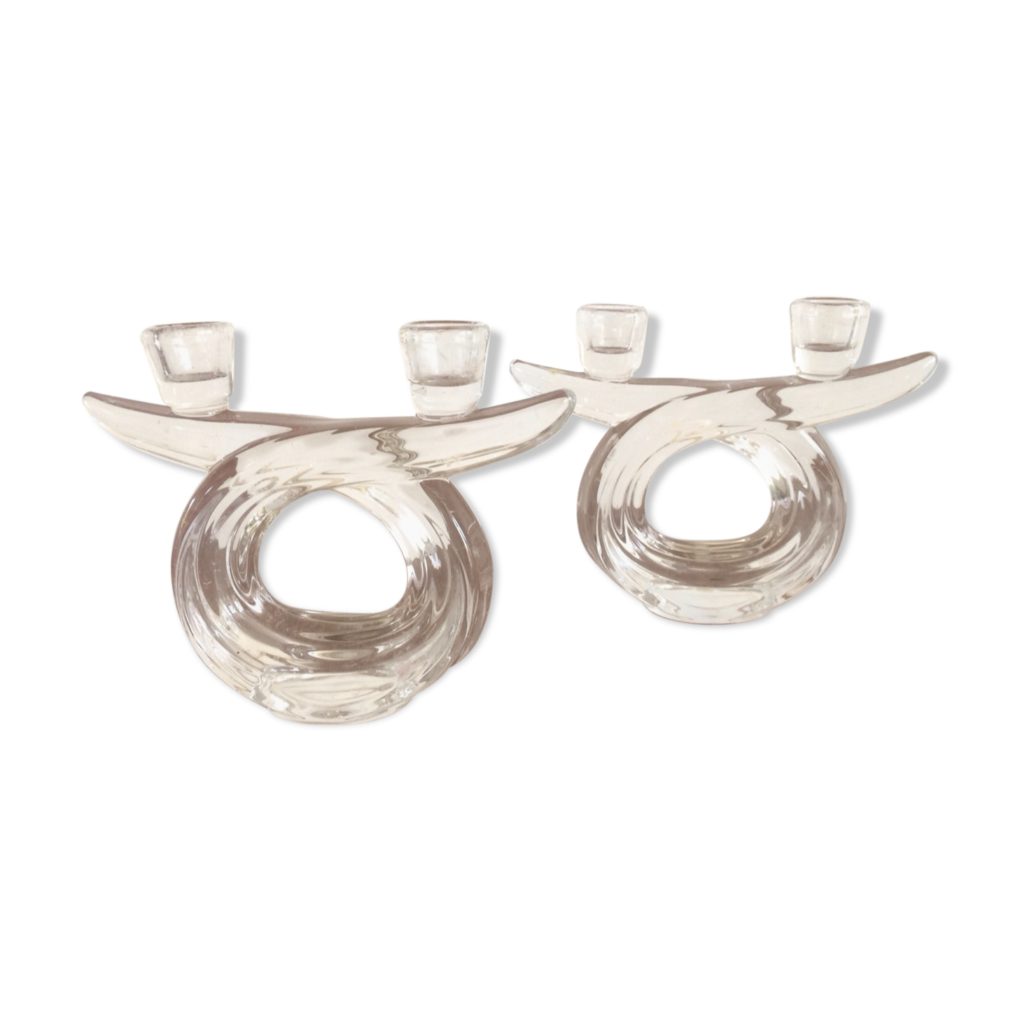 Pair of crystal candle holders of Vannes