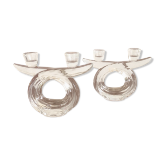 Paire de bougeoirs cristal de Vannes