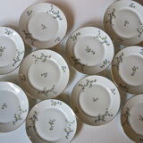 10 dessert plates with blue flowers, golden border in real LF porcelain in good condition.