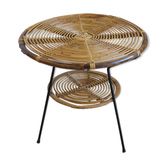Rattan and bamboo side table