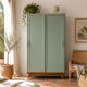 Armoire parisienne penderie 1960 vert grisé rénovée 