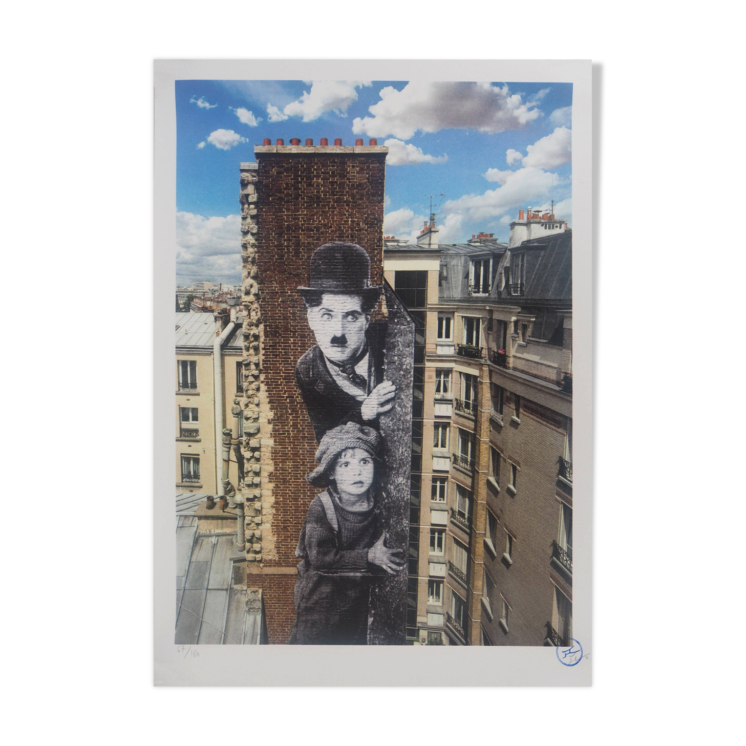 JR (1983-) Jean René says, - Homage to Charlie Chaplin, 2021 - Original signed lithograph