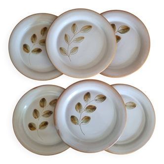 Ensemble de 6 assiettes à dessert vintage en faïence de St Amand décor Céve