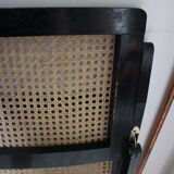 Pair of folding chairs wood and cannage