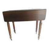 Small folding table on both sides with a drawer on walnut casters