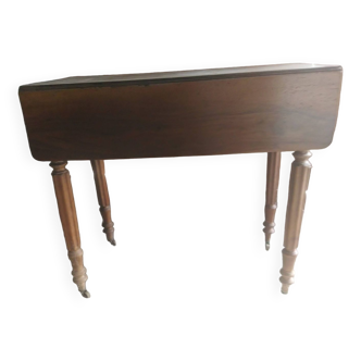 Small folding table on both sides with a drawer on walnut casters