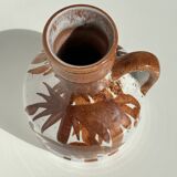 Small white and brown vase or pitcher West Germany H:15cm D:10.5cm