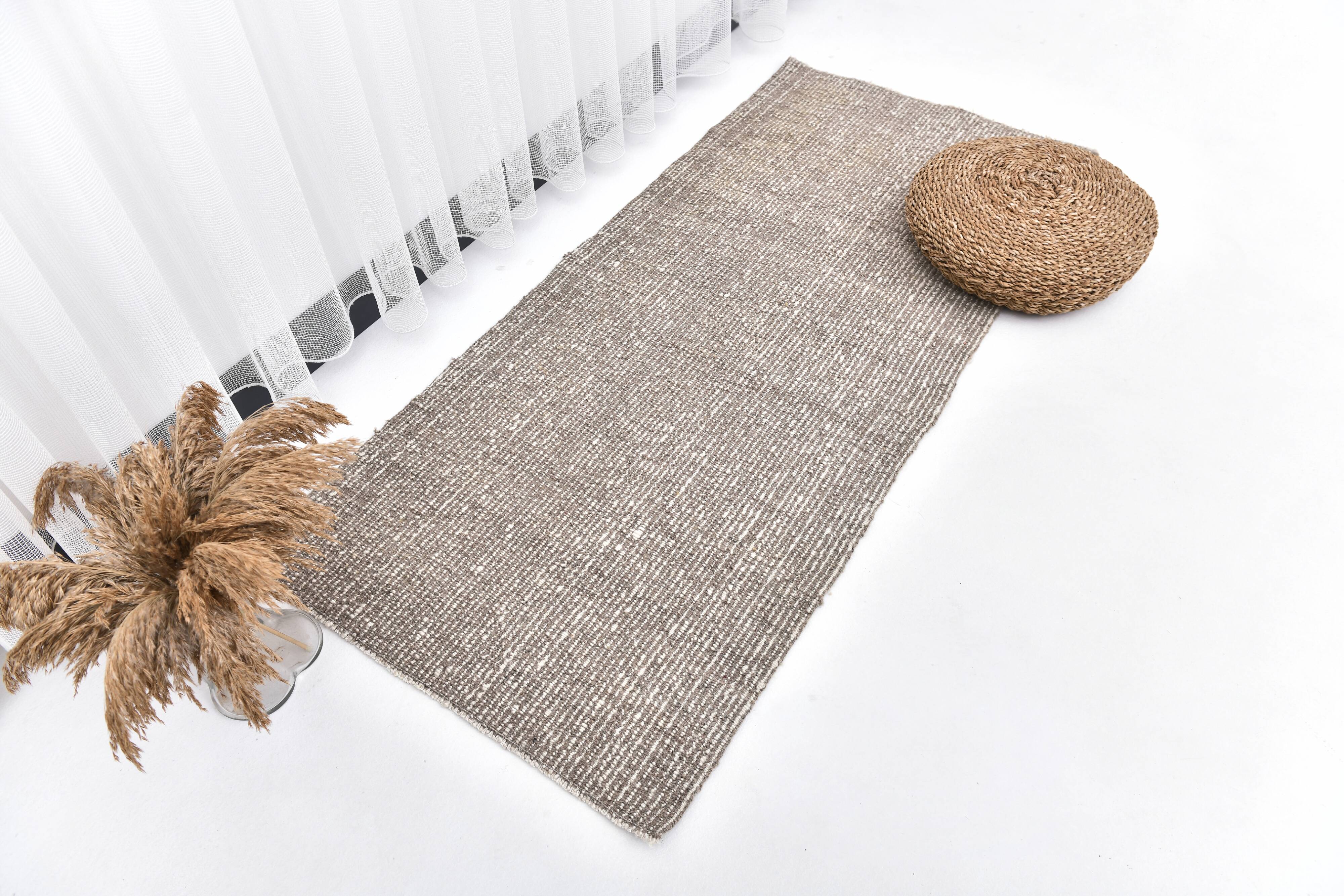 brown wool runner kilim carpet, woll kilim carpet, runner carpet