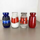 Set of Four Vintage Pottery Fat Lava Vases Made by Scheurich, Germany, 1970s