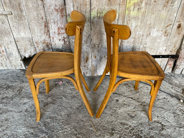 Paire de chaise bistrot Luterma en bois clair, années 60