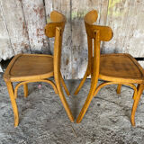 Pair of Vintage Bistro Chairs LUTERMA Light Wood 1960s