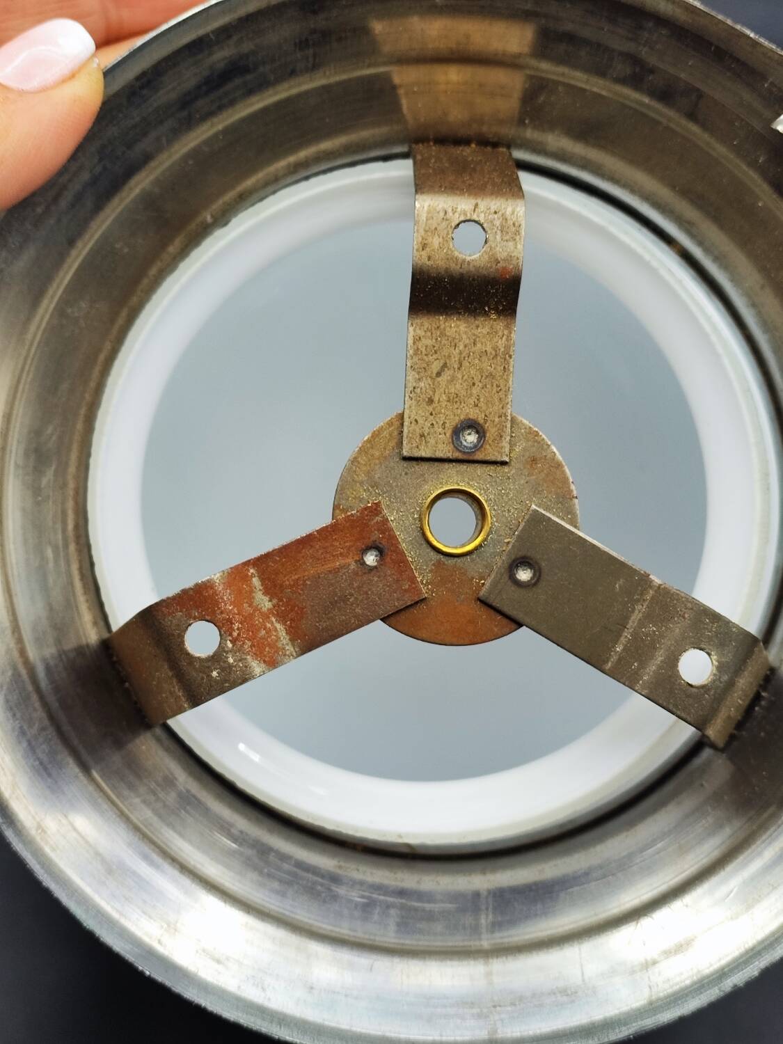 Pair of art deco opaline ceiling ball lamps