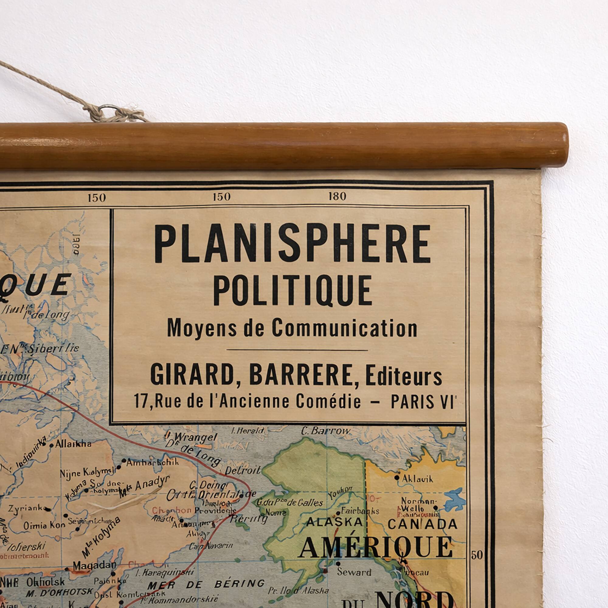 Vintage political wall map, school map 1961 (large format)