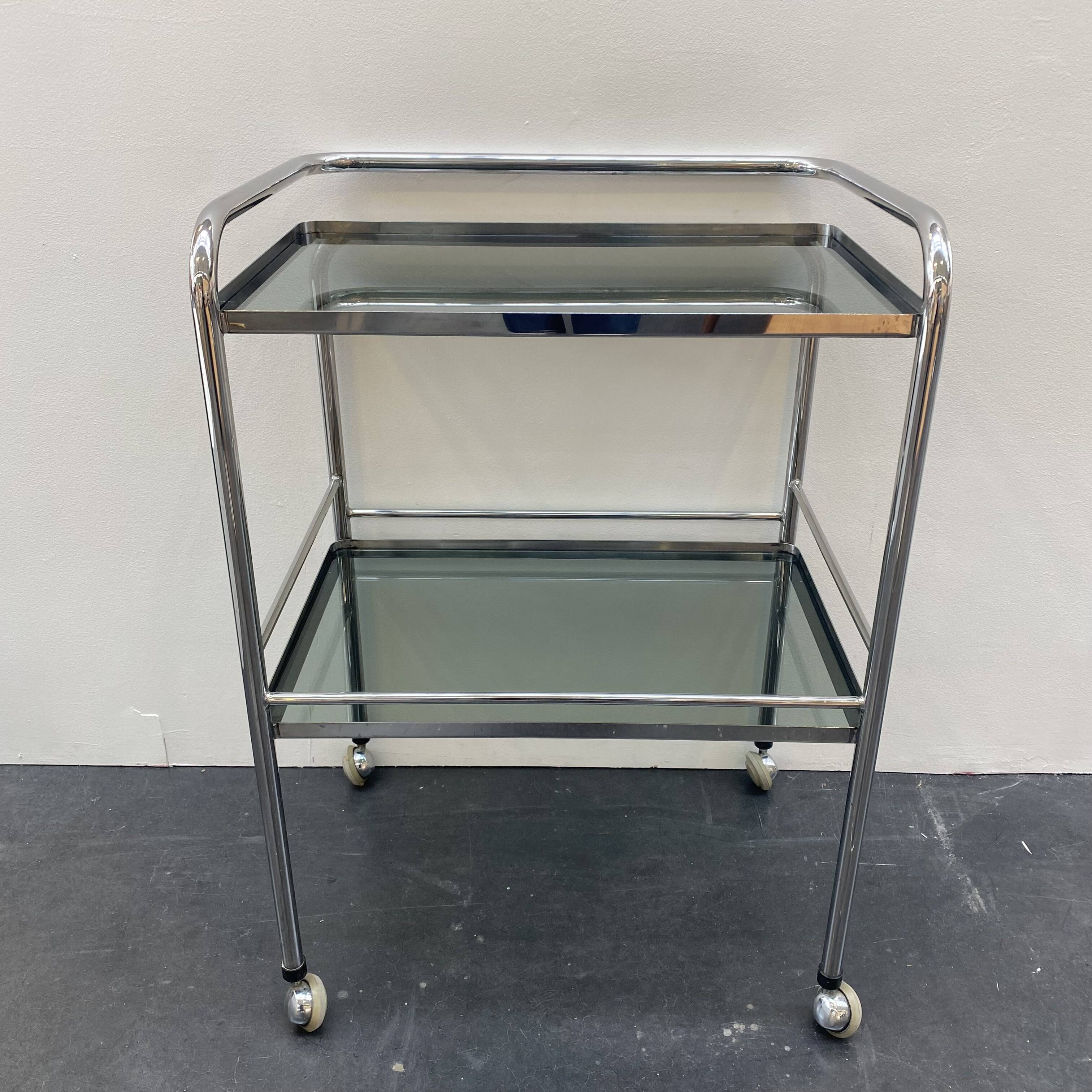 70s chrome and smoked glass server