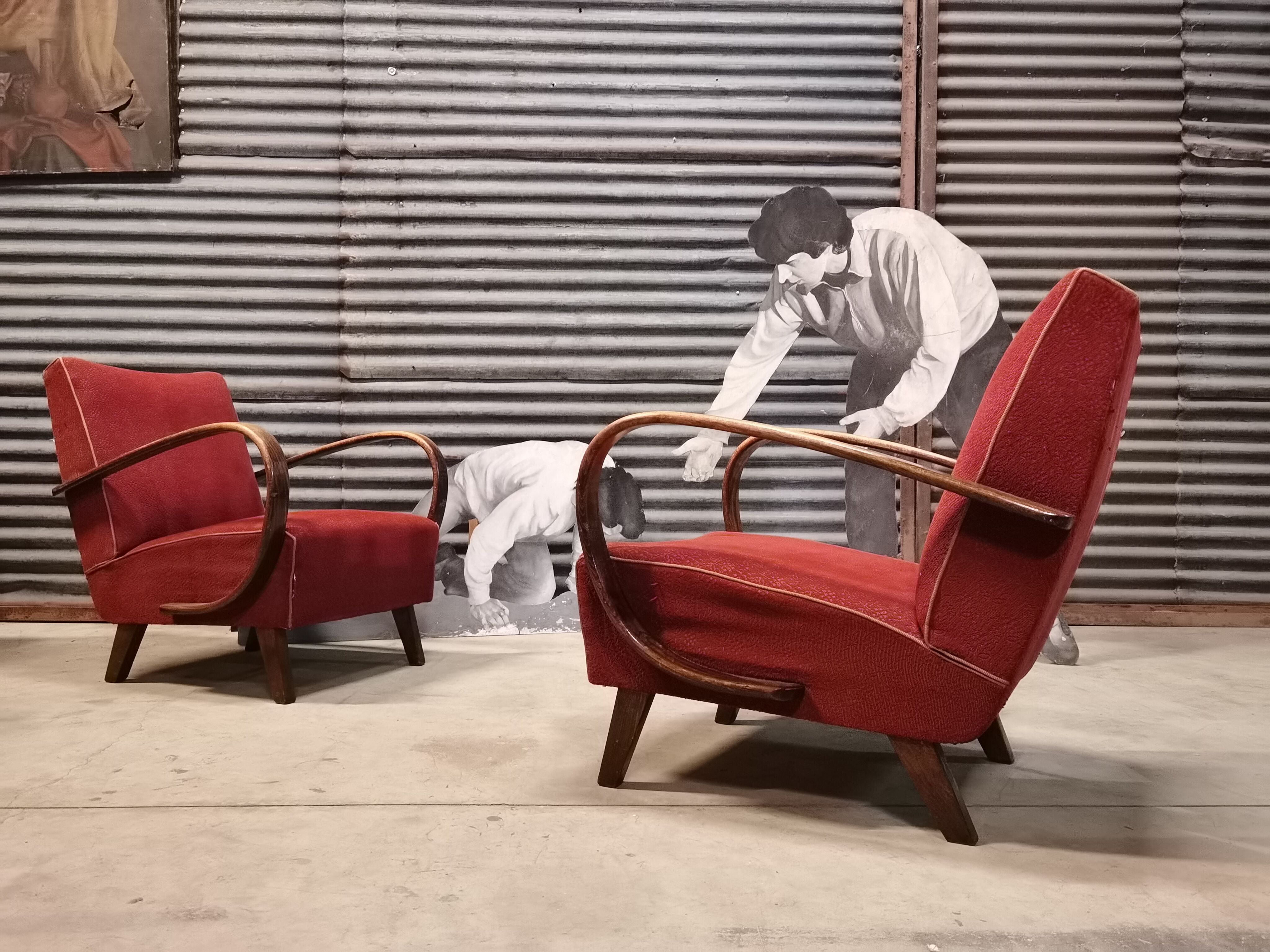 Pair of H 410 armchairs by Jindřich Halabala for Up Zavody