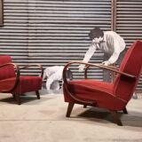 Pair of H 410 armchairs by Jindřich Halabala for Up Zavody