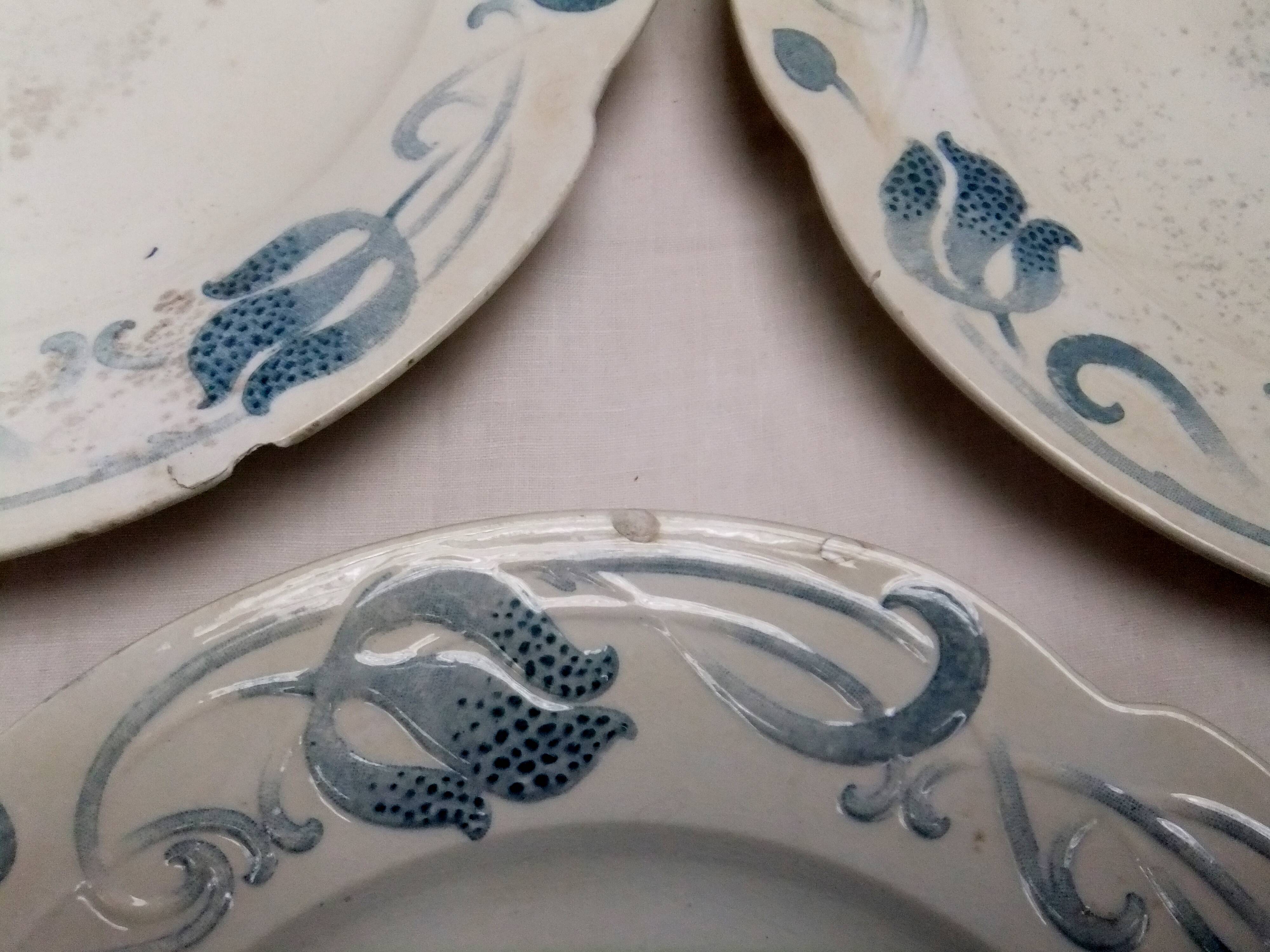 Sarreguemines Tircis barbotine art nouveau plate collection