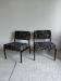 Pair of black metal and fabric armchairs, 1970s, restored.
