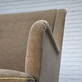 Canapé danois 4 places en velours vert clair, années 1960