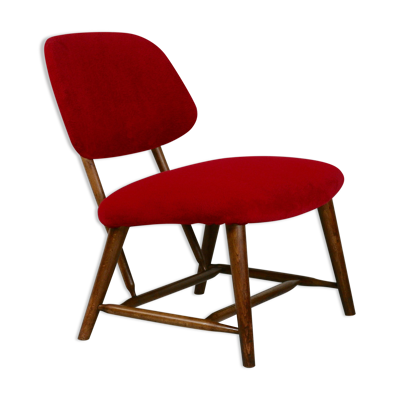 Chauffeuse de Alf Svensson, modèle TeVe, édité par Ljungs Industrier, Suède, 1953. Retapissé rouge.
