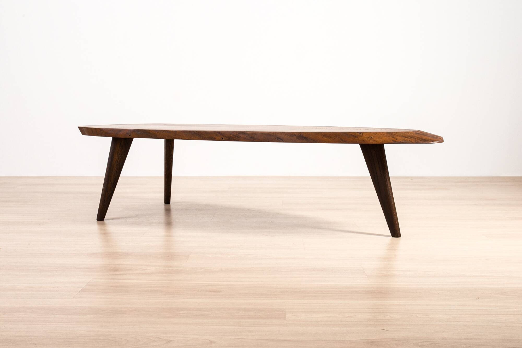 Brutalist Solid Oak Slab Coffee Table, Central Europe, 1960s–1970s