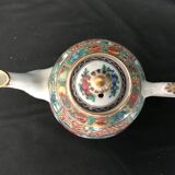 Coffee maker and 4 small bowls - porcelain - roosters and plants - china - mid-20th century