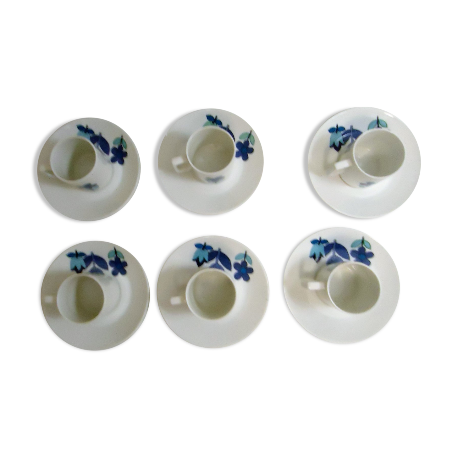 Set of 6 cups and 6 saucers vintage Louis lourioux