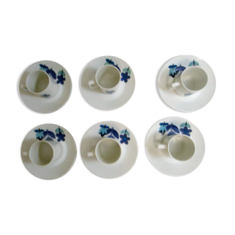 Set of 6 cups and 6 saucers vintage Louis lourioux